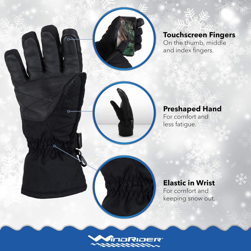WindRider Rugged Waterproof Winter Gloves | Touchscreen Compatible | Cordura Shell, Thinsulate Insulation | Ice Fishing, Skiing, Sledding, Snowboard | for Women or Men - Image 5
